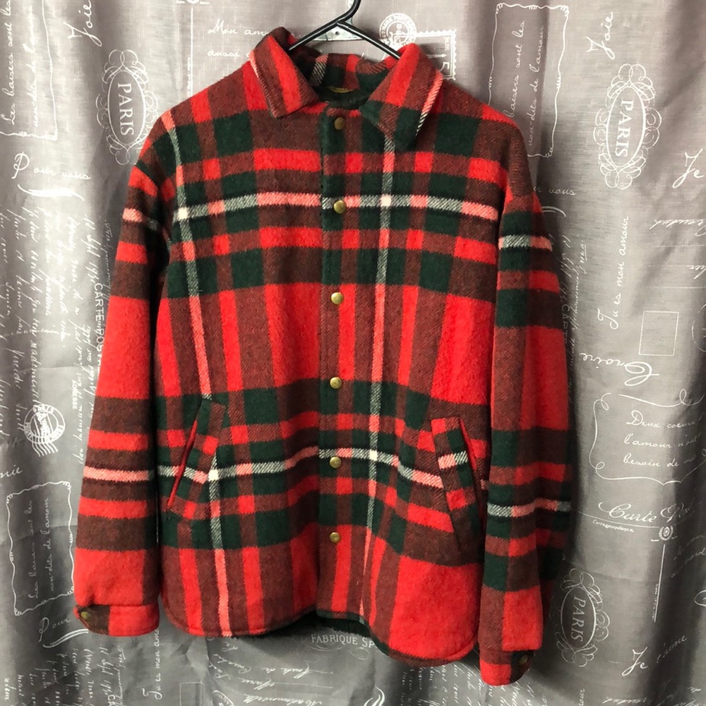 Vintage Tailored by McGregor red and black plaid wool jacket.
